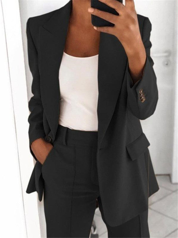 Ensemble Femme Élégant – Blazer Slim à Bouton + Pantalon Ajusté - Vestico