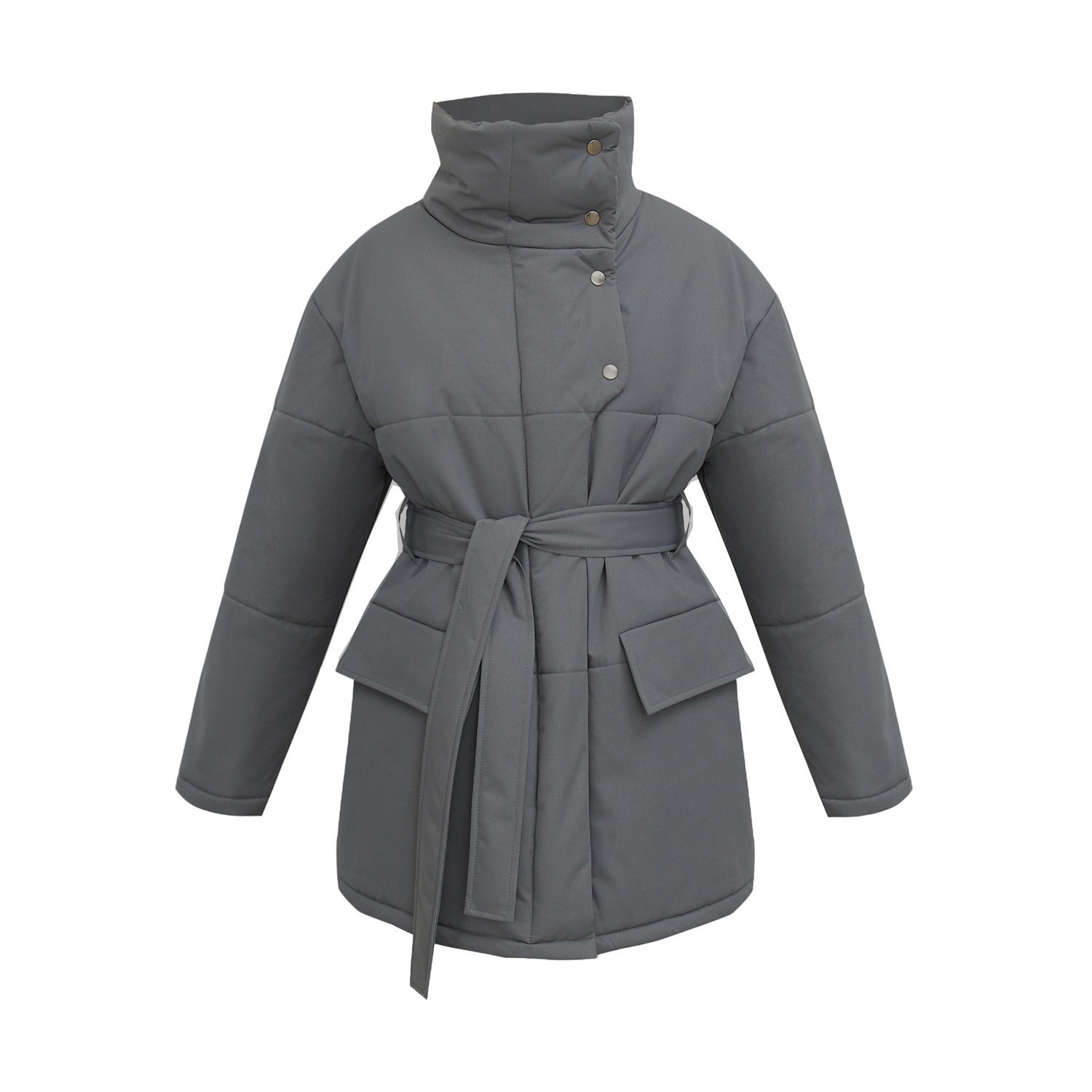 Manteau Mi-Long Femme Matelassé – Col Montant et Coupe Asymétrique - Vestico