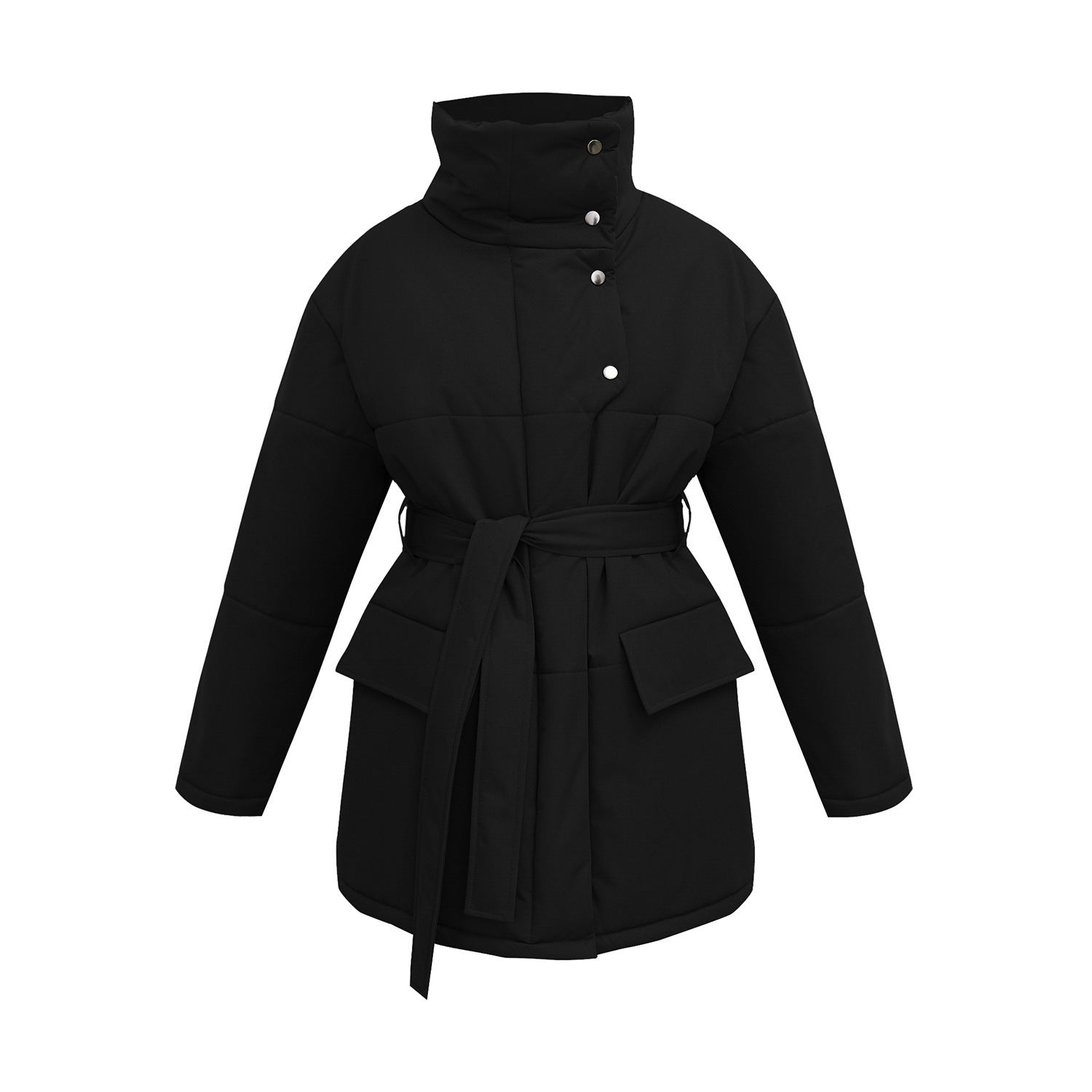 Manteau Mi-Long Femme Matelassé – Col Montant et Coupe Asymétrique - Vestico