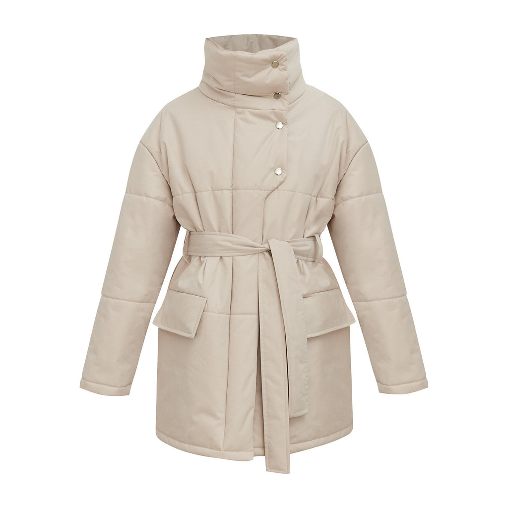 Manteau Mi-Long Femme Matelassé – Col Montant et Coupe Asymétrique - Vestico