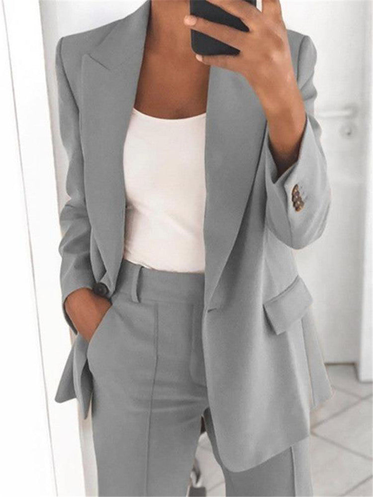 Ensemble Femme Élégant – Blazer Slim à Bouton + Pantalon Ajusté - Vestico