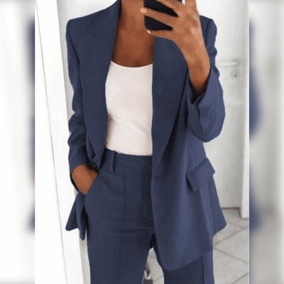 Ensemble Femme Élégant – Blazer Slim à Bouton + Pantalon Ajusté - Vestico