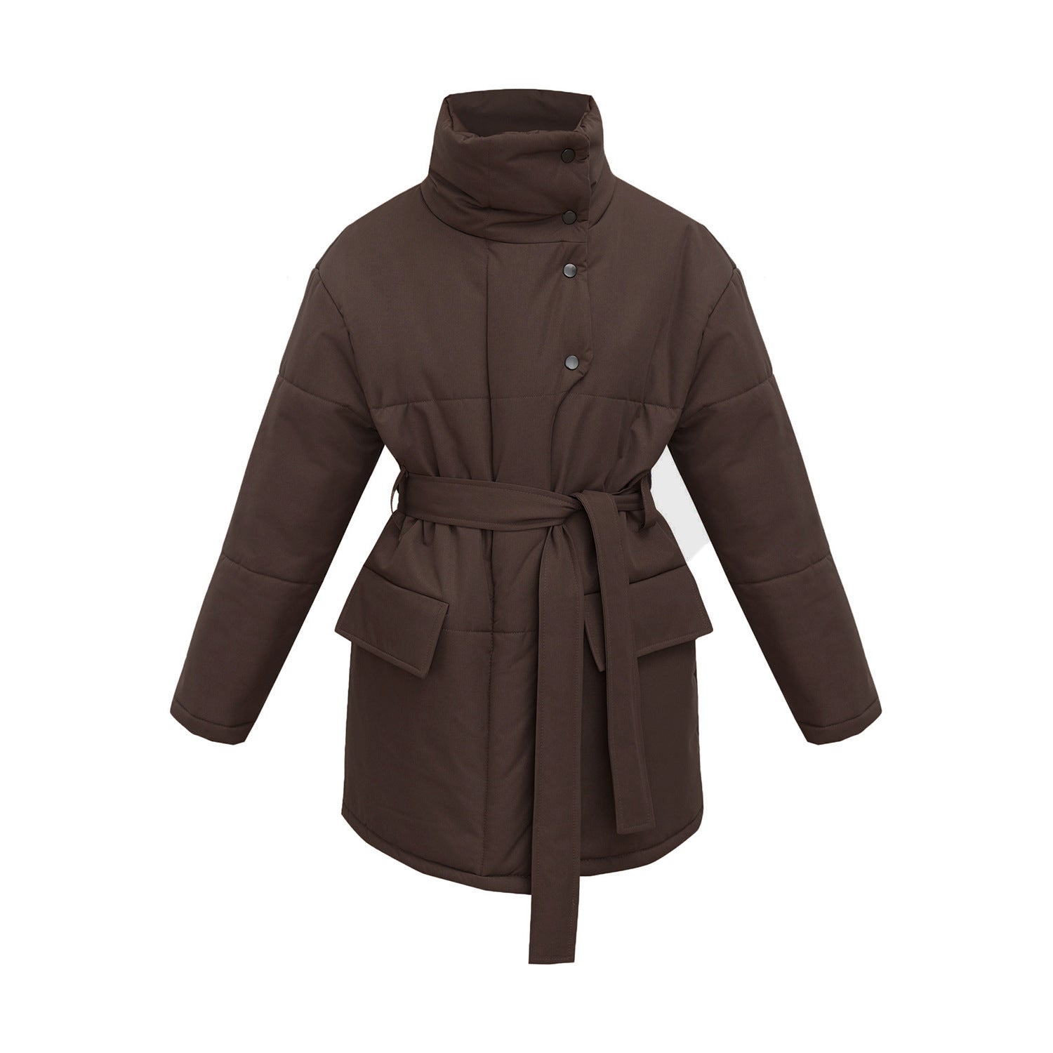 Manteau Mi-Long Femme Matelassé – Col Montant et Coupe Asymétrique - Vestico