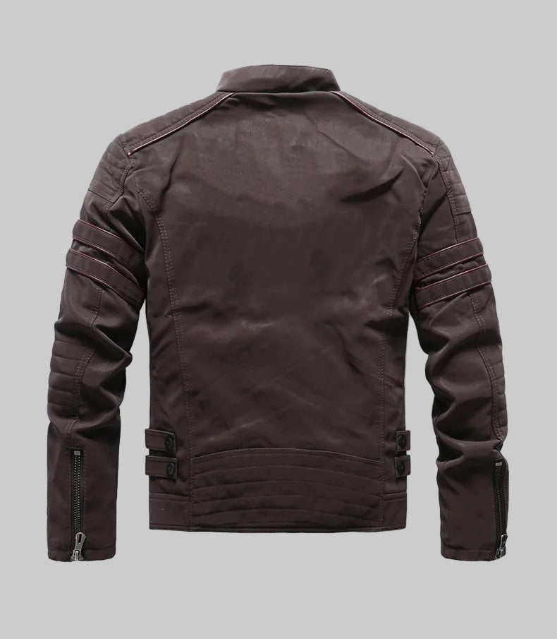 Veste Moto Homme Similicuir Vintage – Chaude, Multi-Poches, Style Automne/Hiver - Vestico