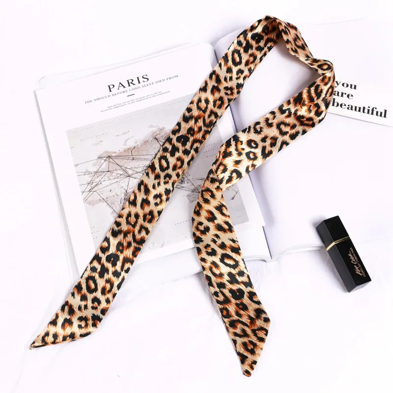 New Print Flower Small Scarf for Women Handle Bag Ribbons Brand Fashion Head Scarf Small Long Skinny Scarves Wholesale Headbands - Vestico