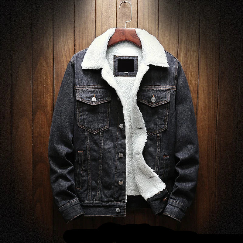 Veste Jean Homme Hiver Épaisse à Doublure Laine de Mouton – Style Coréen Décontracté - Vestico