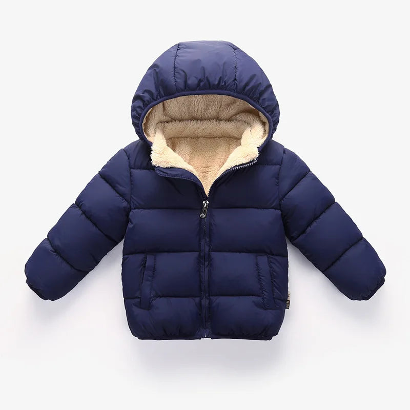 Baby Children Coats Winter Thick Jackets For Boys Warm Plush Thicken Outerwear For Girls Fur Hooded Jacket Kids Clothes Snowsuit - Vestico