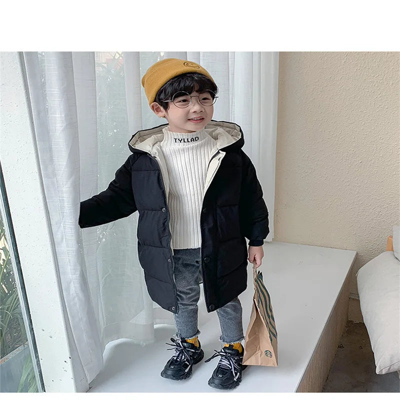 Kids Down Long Outerwear Winter Autumn Teen Cotton Clothes Boys Girls Cotton-Padded Parka Coats Big Children Thicken Warm Jacket - Vestico