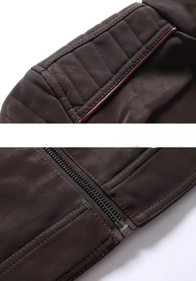 Veste Moto Homme Similicuir Vintage – Chaude, Multi-Poches, Style Automne/Hiver - Vestico