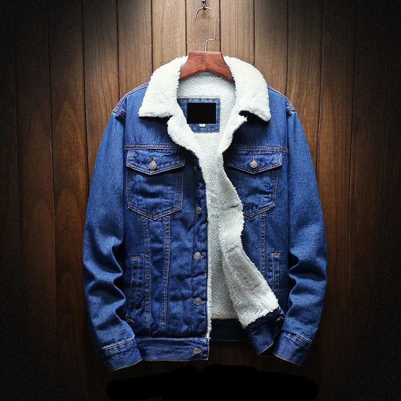 Veste Jean Homme Hiver Épaisse à Doublure Laine de Mouton – Style Coréen Décontracté - Vestico