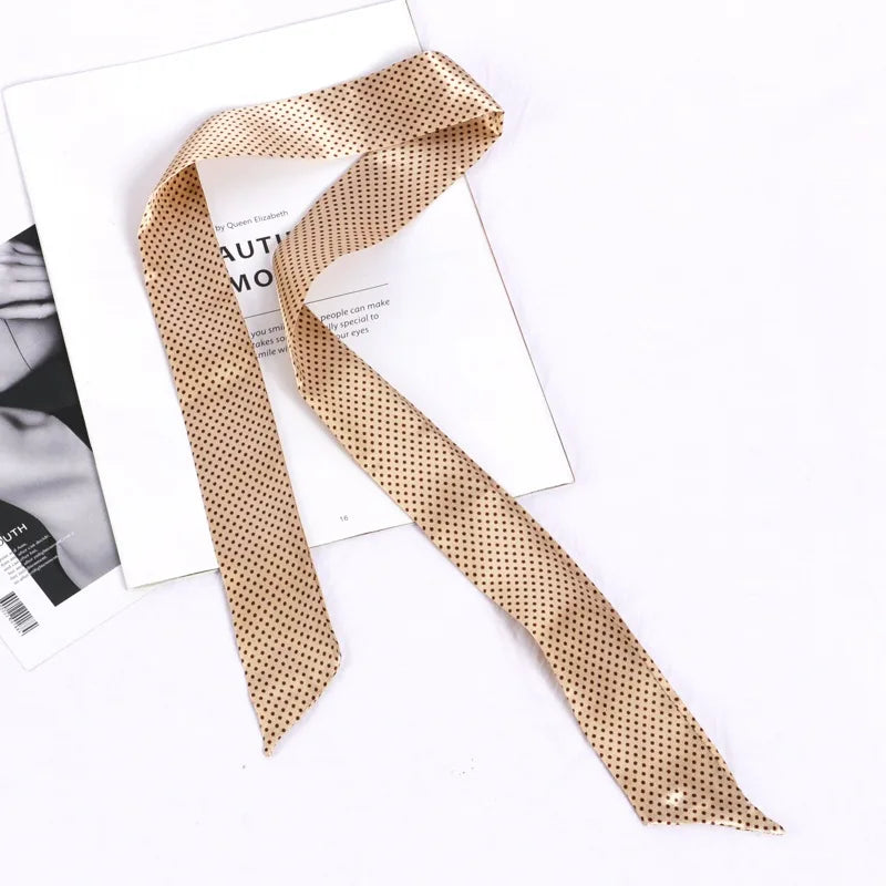 New Print Flower Small Scarf for Women Handle Bag Ribbons Brand Fashion Head Scarf Small Long Skinny Scarves Wholesale Headbands - Vestico