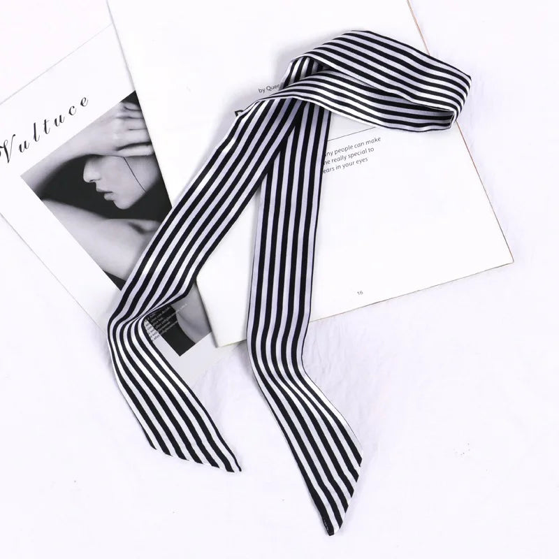 New Print Flower Small Scarf for Women Handle Bag Ribbons Brand Fashion Head Scarf Small Long Skinny Scarves Wholesale Headbands - Vestico