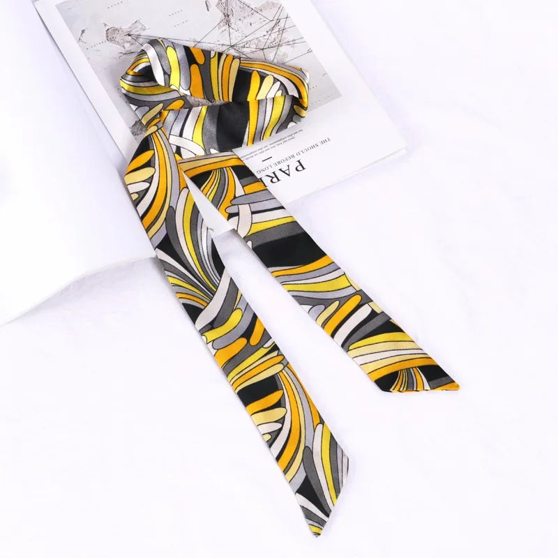 New Print Flower Small Scarf for Women Handle Bag Ribbons Brand Fashion Head Scarf Small Long Skinny Scarves Wholesale Headbands - Vestico