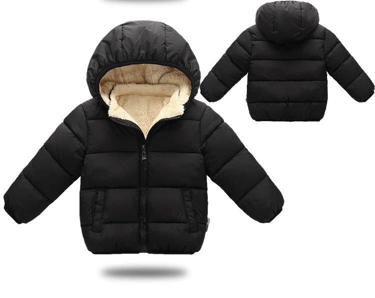 Baby Children Coats Winter Thick Jackets For Boys Warm Plush Thicken Outerwear For Girls Fur Hooded Jacket Kids Clothes Snowsuit - Vestico