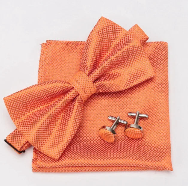 Ensemble Homme Nœud Papillon – Cravate, Boutons de Manchette & Pochette