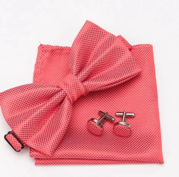 Ensemble Homme Nœud Papillon – Cravate, Boutons de Manchette & Pochette