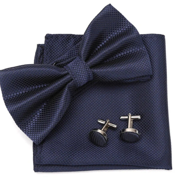 Ensemble Homme Nœud Papillon – Cravate, Boutons de Manchette & Pochette