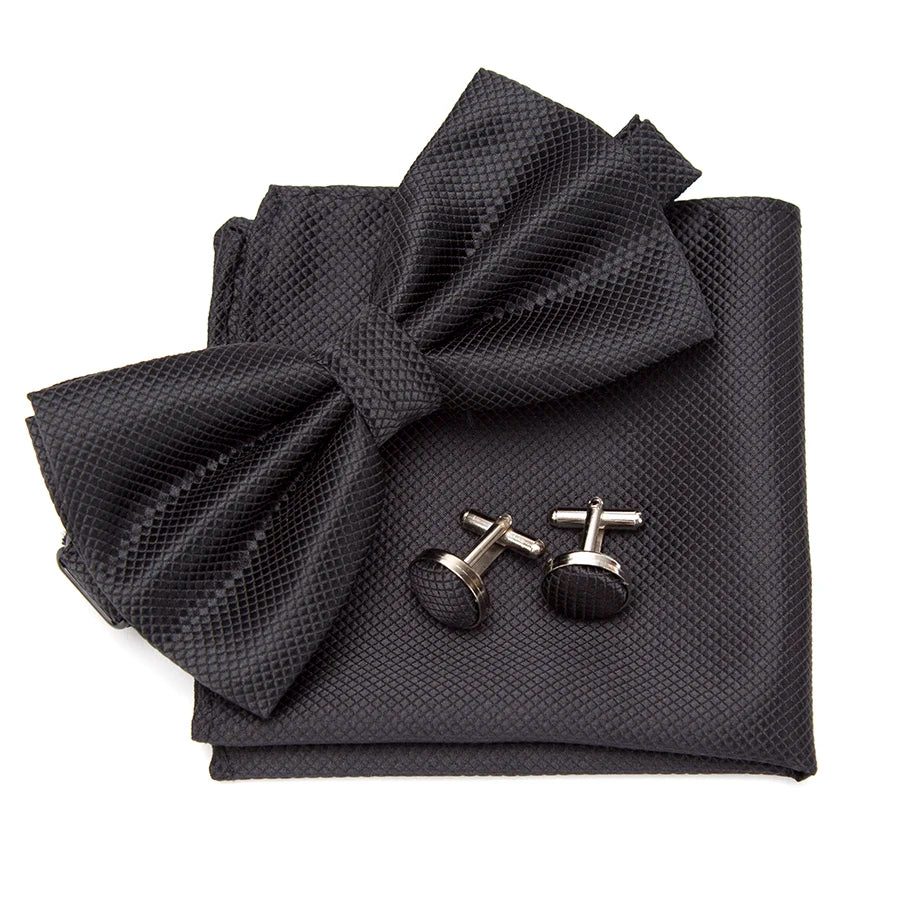 Ensemble Homme Nœud Papillon – Cravate, Boutons de Manchette & Pochette