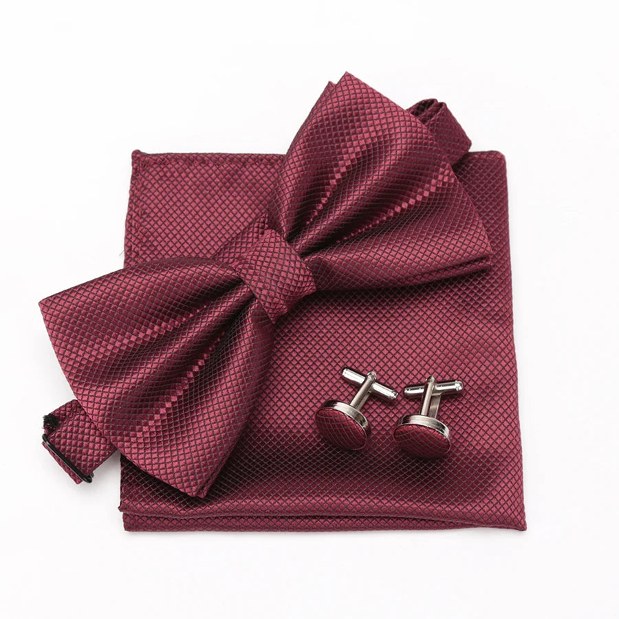 Ensemble Homme Nœud Papillon – Cravate, Boutons de Manchette & Pochette