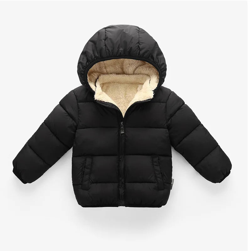 Baby Children Coats Winter Thick Jackets For Boys Warm Plush Thicken Outerwear For Girls Fur Hooded Jacket Kids Clothes Snowsuit - Vestico