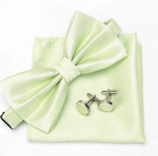 Ensemble Homme Nœud Papillon – Cravate, Boutons de Manchette & Pochette