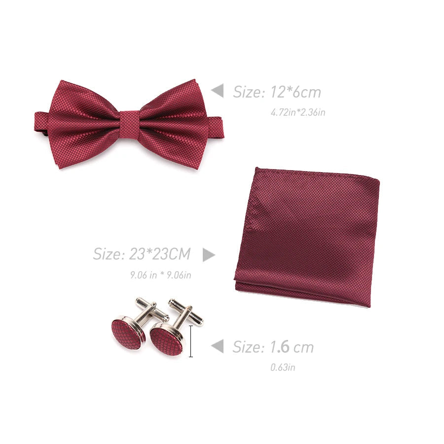 Ensemble Homme Nœud Papillon – Cravate, Boutons de Manchette & Pochette