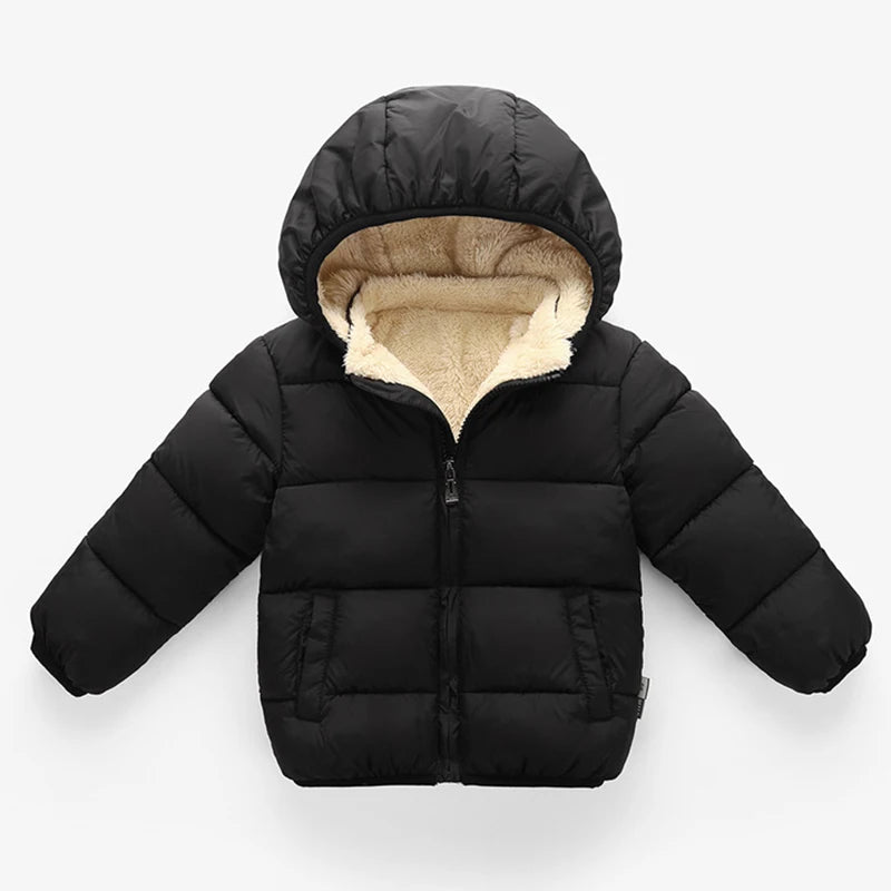 Baby Children Coats Winter Thick Jackets For Boys Warm Plush Thicken Outerwear For Girls Fur Hooded Jacket Kids Clothes Snowsuit - Vestico