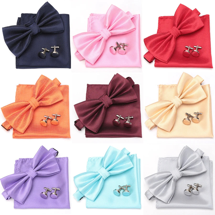 Ensemble Homme Nœud Papillon – Cravate, Boutons de Manchette & Pochette