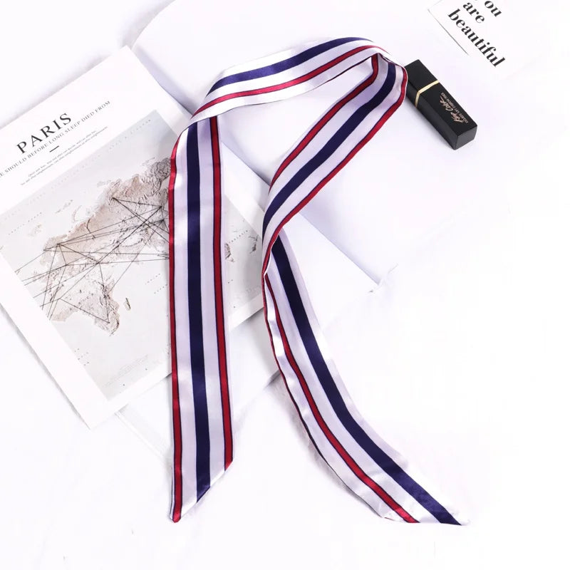 New Print Flower Small Scarf for Women Handle Bag Ribbons Brand Fashion Head Scarf Small Long Skinny Scarves Wholesale Headbands - Vestico
