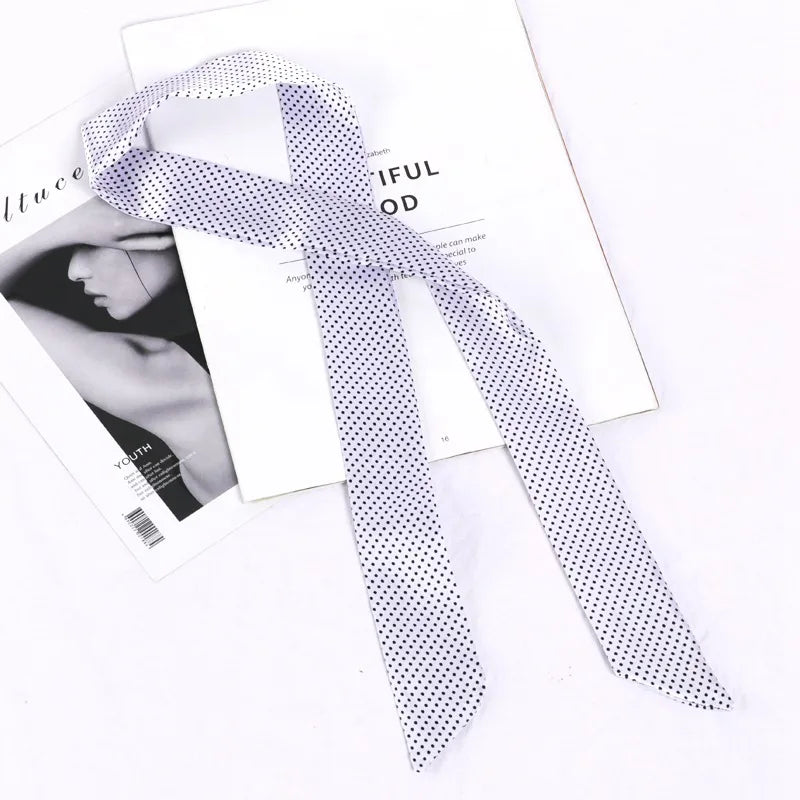 New Print Flower Small Scarf for Women Handle Bag Ribbons Brand Fashion Head Scarf Small Long Skinny Scarves Wholesale Headbands - Vestico