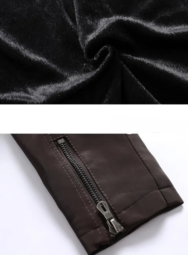 Veste Moto Homme Similicuir Vintage – Chaude, Multi-Poches, Style Automne/Hiver - Vestico