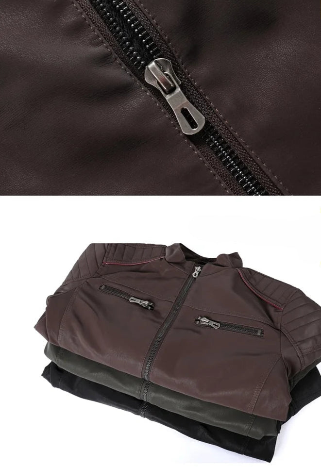 Veste Moto Homme Similicuir Vintage – Chaude, Multi-Poches, Style Automne/Hiver - Vestico