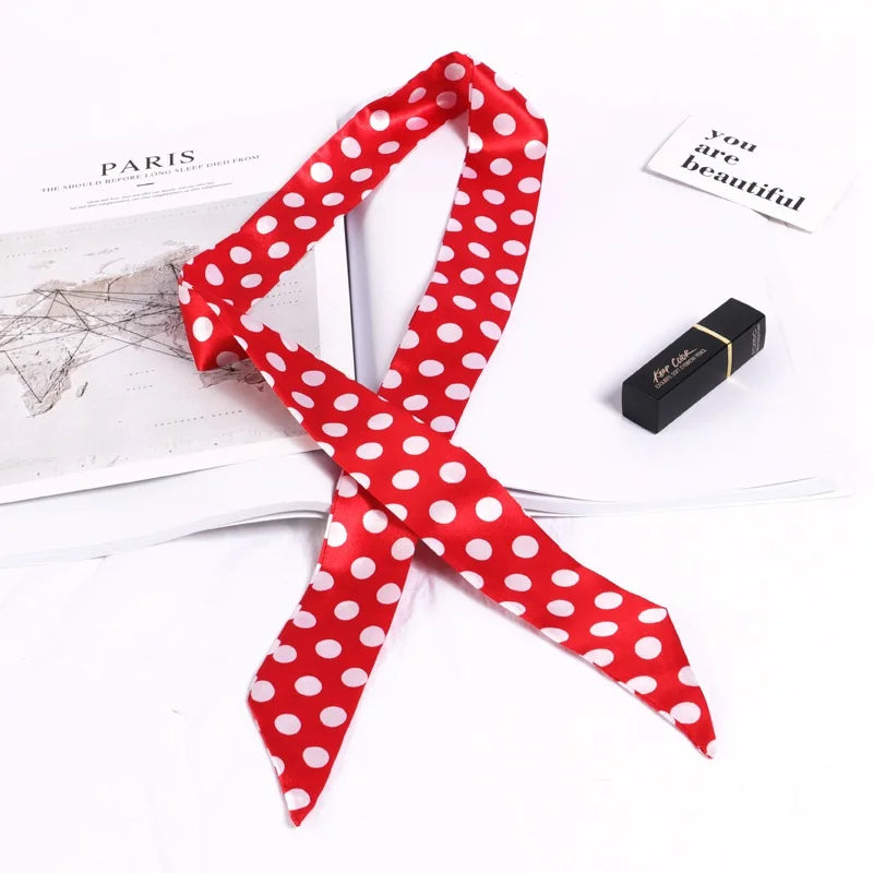 New Print Flower Small Scarf for Women Handle Bag Ribbons Brand Fashion Head Scarf Small Long Skinny Scarves Wholesale Headbands - Vestico