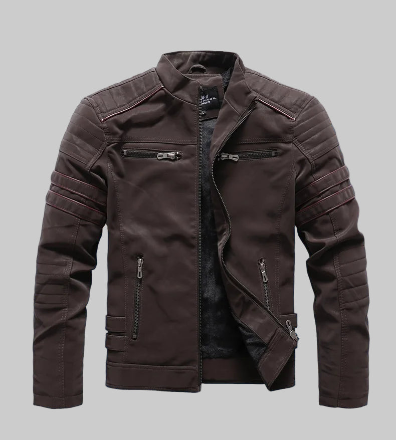 Veste Moto Homme Similicuir Vintage – Chaude, Multi-Poches, Style Automne/Hiver - Vestico