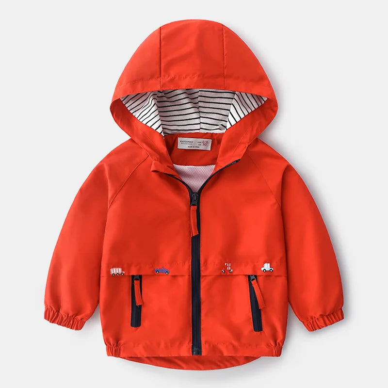 Boys Spring Autumn Coats Kids Jackets Toddler Hooded Windbreaker With Pocket Children Zipper Outerwear Baby Clothes 2-7 Years - Vestico