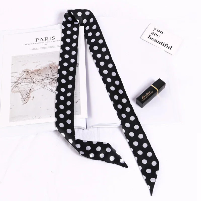 New Print Flower Small Scarf for Women Handle Bag Ribbons Brand Fashion Head Scarf Small Long Skinny Scarves Wholesale Headbands - Vestico