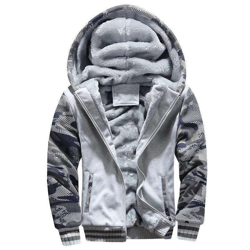 Veste Homme Camouflage Épaissie – Polaire Chaude, Capuche Ajustable, Style Streetwear Décontracté - Vestico