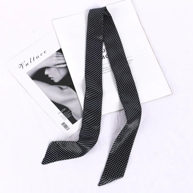 New Print Flower Small Scarf for Women Handle Bag Ribbons Brand Fashion Head Scarf Small Long Skinny Scarves Wholesale Headbands - Vestico