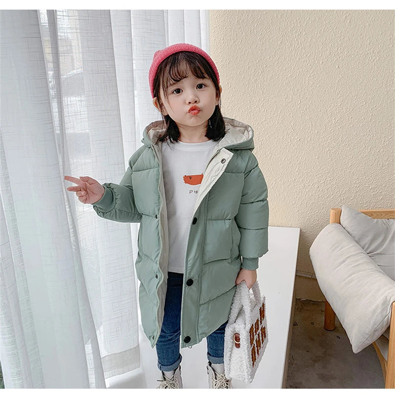 Kids Down Long Outerwear Winter Autumn Teen Cotton Clothes Boys Girls Cotton-Padded Parka Coats Big Children Thicken Warm Jacket - Vestico