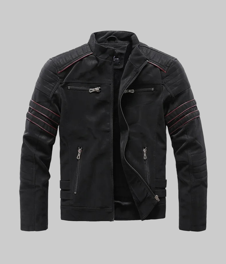 Veste Moto Homme Similicuir Vintage – Chaude, Multi-Poches, Style Automne/Hiver - Vestico