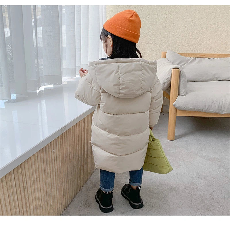 Kids Down Long Outerwear Winter Autumn Teen Cotton Clothes Boys Girls Cotton-Padded Parka Coats Big Children Thicken Warm Jacket - Vestico