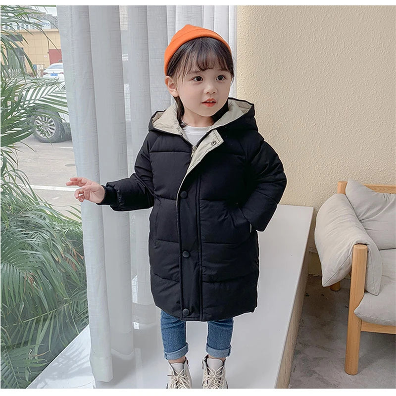 Kids Down Long Outerwear Winter Autumn Teen Cotton Clothes Boys Girls Cotton-Padded Parka Coats Big Children Thicken Warm Jacket - Vestico