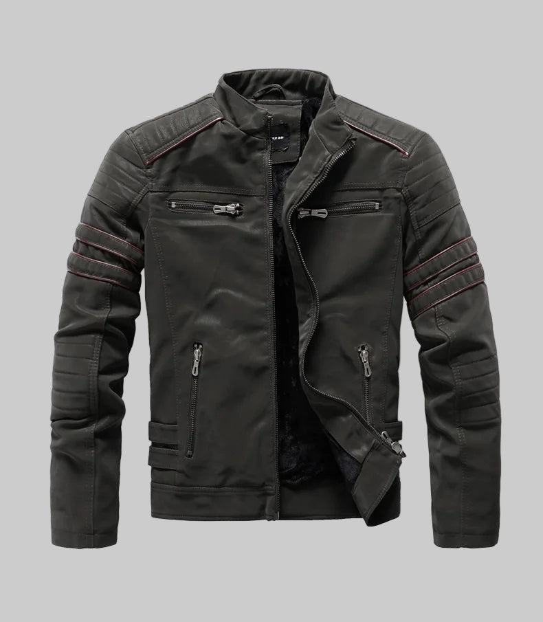 Veste Moto Homme Similicuir Vintage – Chaude, Multi-Poches, Style Automne/Hiver - Vestico