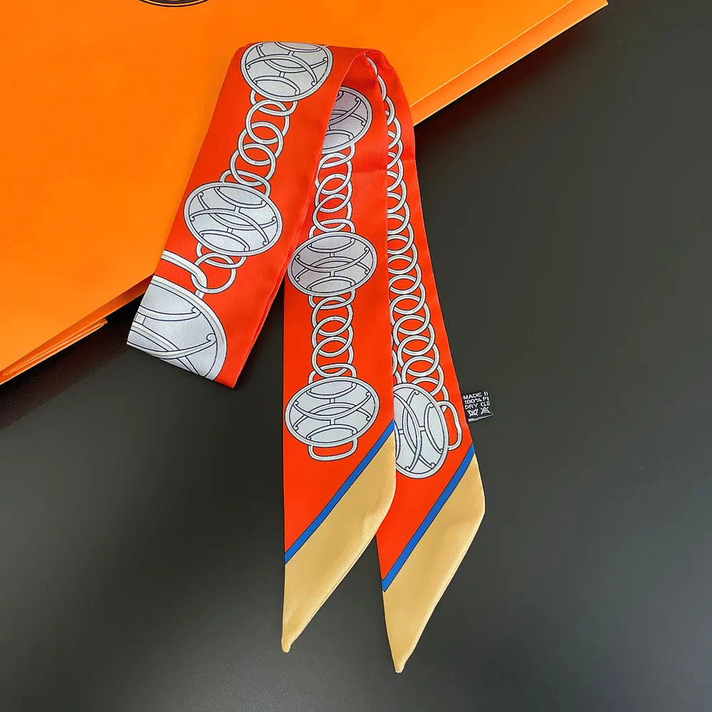 Foulard Femme Imprimé – Écharpe Fine en Soie, Accessoire pour Sac & Cheveux - Vestico