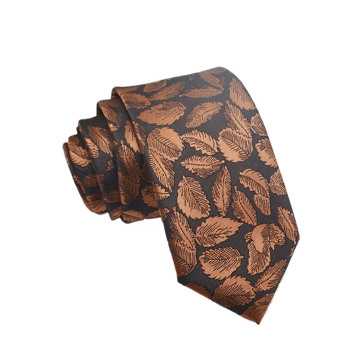 Cravate Homme en Jacquard – Motifs Floraux & Pois, 145 × 8 cm