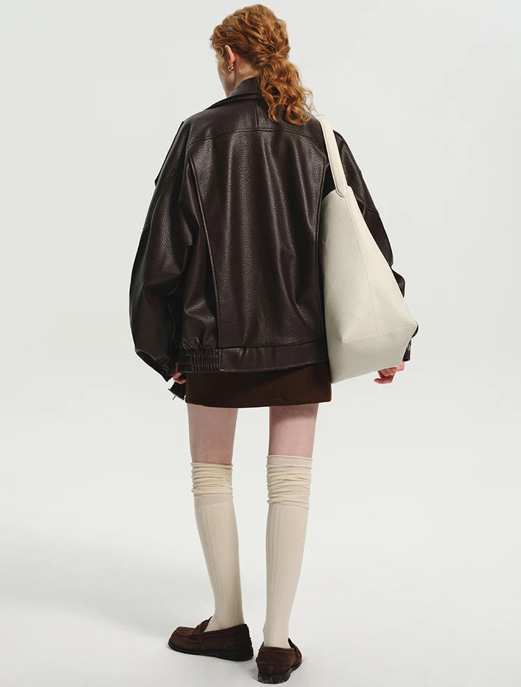 Veste Oversize Femme – Simili Cuir Rétro - Vestico