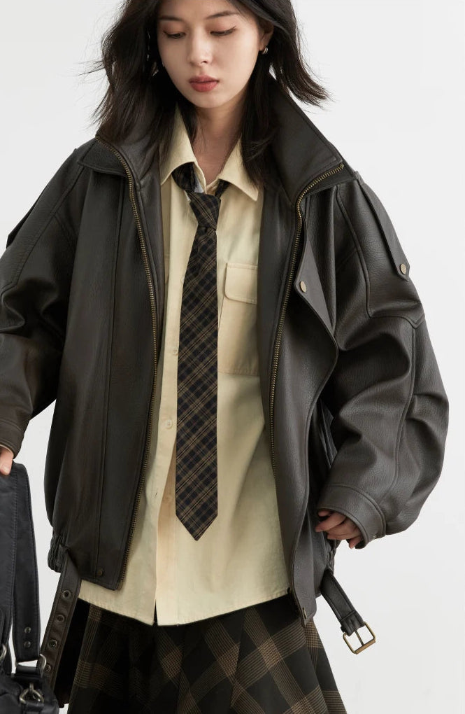 Veste Femme Similicuir – Col Rétro Chic - Vestico