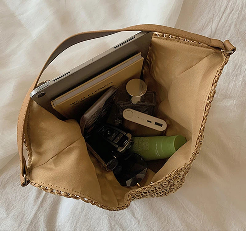 Sac Épaule Femme en Paille Tressée – Élégant, Léger & Style Estival