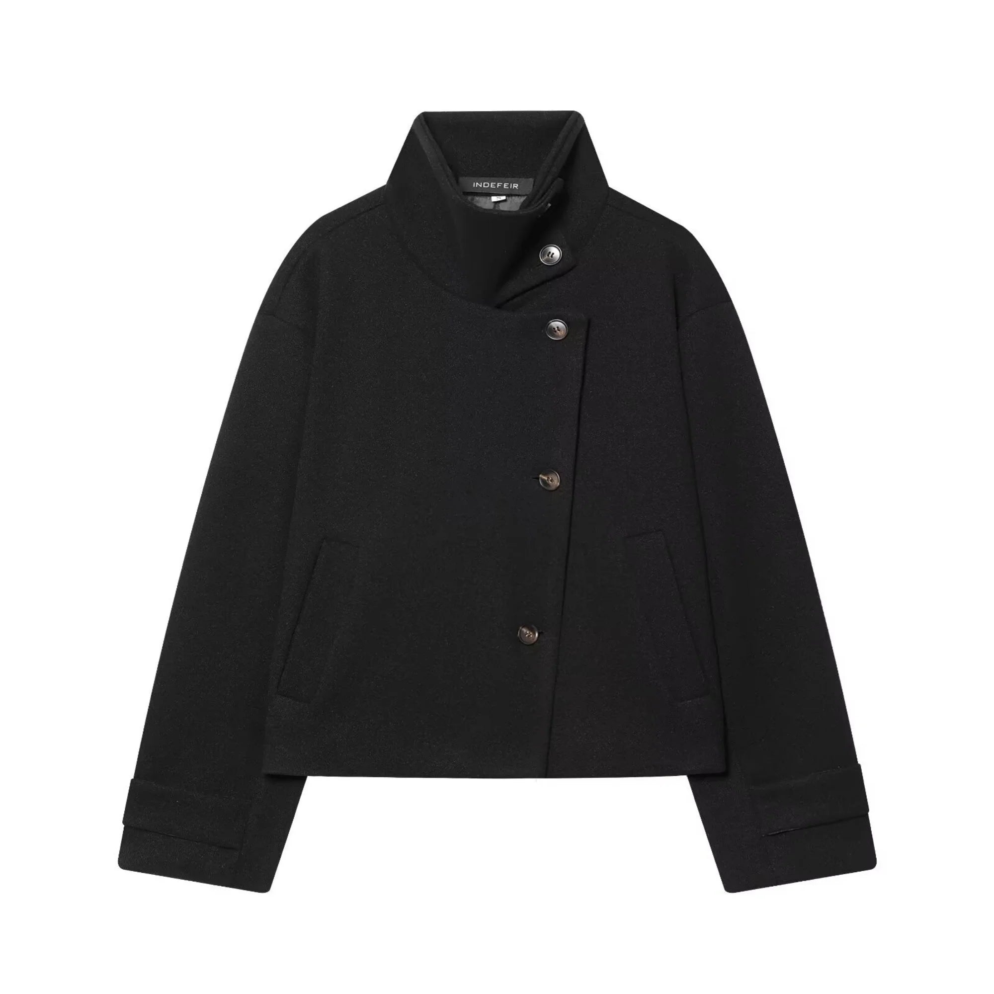 Manteau Court Femme en Laine – Col Montant, Coupe Élégante & Hiver - Vestico