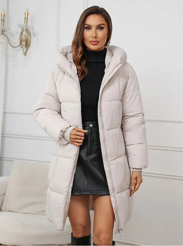 Doudoune Longue Femme Épaisse à Capuche – Manteau Chaud Automne Hiver 2024
